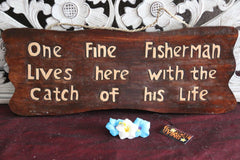 Brand New Bali Handmade FISHERMAN Sign - Balinese FUN Signs