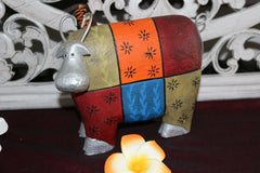 NEW Balinese Hand Carved & Crafted Colourful Cow - 3 sizes available.