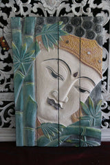 Balinese Hand Carved Wood Hinged Buddha Wall Panel - Bali Buddha Wall Panel 60cm