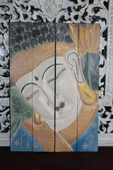 Balinese Hand Carved Wood Hinged Buddha Wall Panel - Bali Buddha Wall Panel 60cm