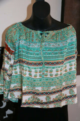 Beautiful 3/4 Sleeve Top - 2 COLOURS AVAIL One Size - Balinese Clothing