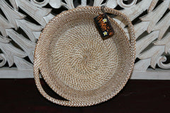 NEW Balinese Hand Woven Rattan Open Basket w/Handles - 2 Colours - Rattan Fruit