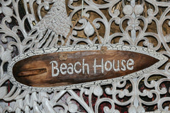 NEW Bali Handmade Surfboard Sign - Bali Surfs Up or Beach House Surfboard Sign