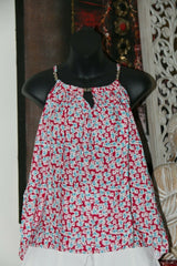 NEW Ladies Cotton Bali Top / One Size / Cool Balinese Top w/Silver Beads