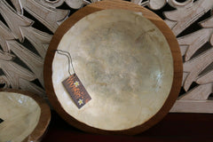 NEW Balinese Hand Crafted TEAK with Shell Trim Bowl - Bali Teak Feature Bowl