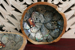 NEW Balinese Hand Crafted TEAK with Shell Trim Bowl - Bali Teak Feature Bowl