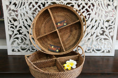 NEW Bali Woven Rattan Divided Tray - Balinese Woven Rattan Divided Platter