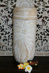 NEW Hand Carved Wooden Palm Tree Pot - BOHO Style - 3 Colours Available
