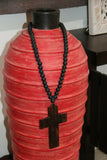 NEW Hand Crafted Balinese Wood Cross Necklace - Wood Bead / Cross Tassel
