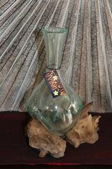 NEW Molten Glass on Wood Vase - Bali Blown Glass on Wood Vase - many styles