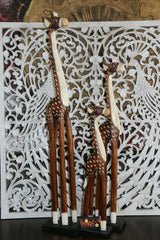 NEW Balinese Hand Crafted Set 3 Giraffes / African Style Art / Wooden Giraffes