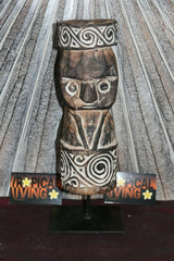 NEW Hand Crafted Timor Statue on Stand - Primitive Wood Carved Statue BOHO Style