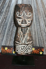NEW Hand Crafted Timor Statue on Stand - Primitive Wood Carved Statue BOHO Style