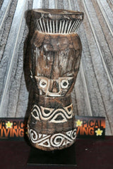 NEW Hand Crafted Timor Statue on Stand - Primitive Wood Carved Statue BOHO Style