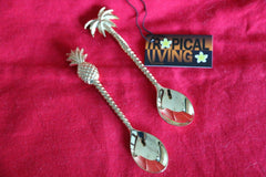 New Polished BRASS Palm Tree or Pineapple Teaspoon Bali Vintage Style Teaspoon