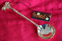 New Polished BRASS Palm Tree Salad Spoon or Fork - Bali Vintage Style Cutlery