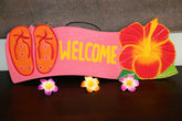 NEW Bali Hand Crafted WELCOME Sign - Many Colours - Tropical Design FREEPOST!!