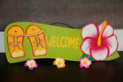 NEW Bali Hand Crafted WELCOME Sign - Many Colours - Tropical Design FREEPOST!!