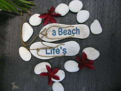 Brand New Bali Handmade LIFES A BEACH Thongs Hanger Balinese Nautical Range