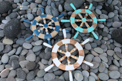 NEW Balinese Hand Crafted Ship Steering Wheel Decor LARGE - 3 Colours Available