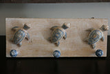 NEW Balinese Handmade Wall Hung 3 Peg Turtle Hanger  -  Balinese Nautical Range
