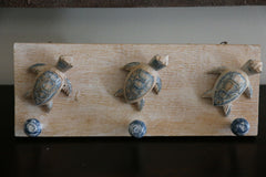 NEW Balinese Handmade Wall Hung 3 Peg Turtle Hanger - Balinese Nautical Range