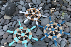 NEW Balinese Hand Crafted Ship Steering Wheel Decor MED - 3 Colours Available
