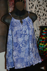 NEW Ladies Cotton Bali Top / One Size / Cool Balinese Top w/Silver Beads