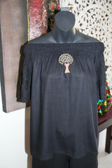 NEW Bali Peasant Style Top 3 Colours - Embroidered Sleeve - Balinese Clothing