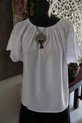 NEW Bali Peasant Style Top 3 Colours - Embroidered Sleeve - Balinese Clothing