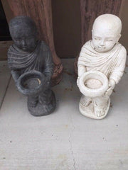 NEW Balinese Monk Cast Statue - Choose from BLACK or WHITE - Bali Garden Art
