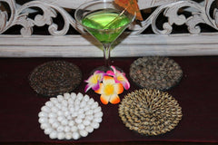 NEW Balinese Hand Crafted Shell Encrusted Coasters - Shell Home Decor
