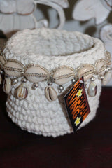 NEW Balinese Handmade Macrame Open Baskets with Shell Trim GORGEOUS!! BOHO Styl