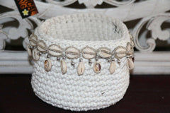 NEW Balinese Handmade Macrame Open Baskets with Shell Trim GORGEOUS!! BOHO Styl