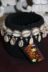 NEW Balinese Handmade Macrame Open Baskets with Shell Trim GORGEOUS!! BOHO Styl
