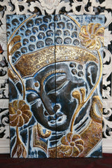 Balinese Hand Carved Wood Hinged Buddha Wall Panel - Bali Buddha Wall Panel 60cm