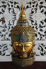 NEW Balinese Hand Carved Free Standing Wooden Buddha Head - Bali Buddha Head