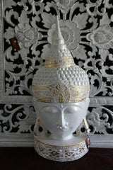 NEW Balinese Hand Carved Free Standing Wooden Buddha Head - Bali Buddha Head