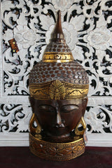 NEW Balinese Hand Carved Free Standing Wooden Buddha Head - Bali Buddha Head