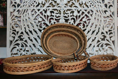 NEW Balinese Hand Woven Natural Rattan Open Baskets - 3 sizes available.