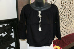 Beautiful 3/4 Sleeve Top - One Size, Black or White - Balinese Clothing