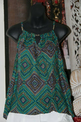 NEW Ladies Cotton Bali Top / One Size / Cool Balinese Top w/Silver Beads