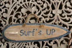 NEW Bali Handmade Surfboard Sign - Bali Surfs Up or Beach House Surfboard Sign