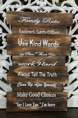 NEW Balinese Hand Crafted FAMILY RULES Sign - 3 Nautical Colours Available