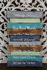 NEW Balinese Hand Crafted FAMILY RULES Sign - 3 Nautical Colours Available