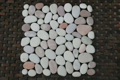 NEW Balinese Pebble Tile 30 x 30cm OFF WHITE/BLUSH TONE - Bali Pebble Tile