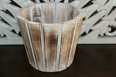 NEW Balinese Hand Crafted Wooden Pot Great for artificial plants!! BOHO Style..