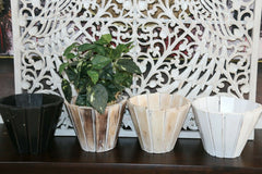 NEW Balinese Hand Crafted Wooden Pot Great for artificial plants!! BOHO Style..