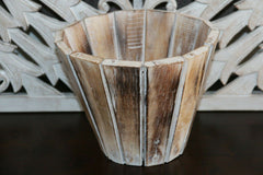 NEW Balinese Hand Crafted Wooden Pot Great for artificial plants!! BOHO Style..