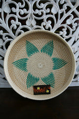 NEW Balinese Hand Woven Rattan Open Basket / Tray w/Motif - 2 sizes available